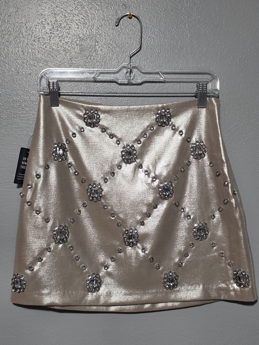 EXPRESS Skirt Womens Size 4 Silver Embellished Mini Glam Party Y2K NWT - Picture 3 of 7